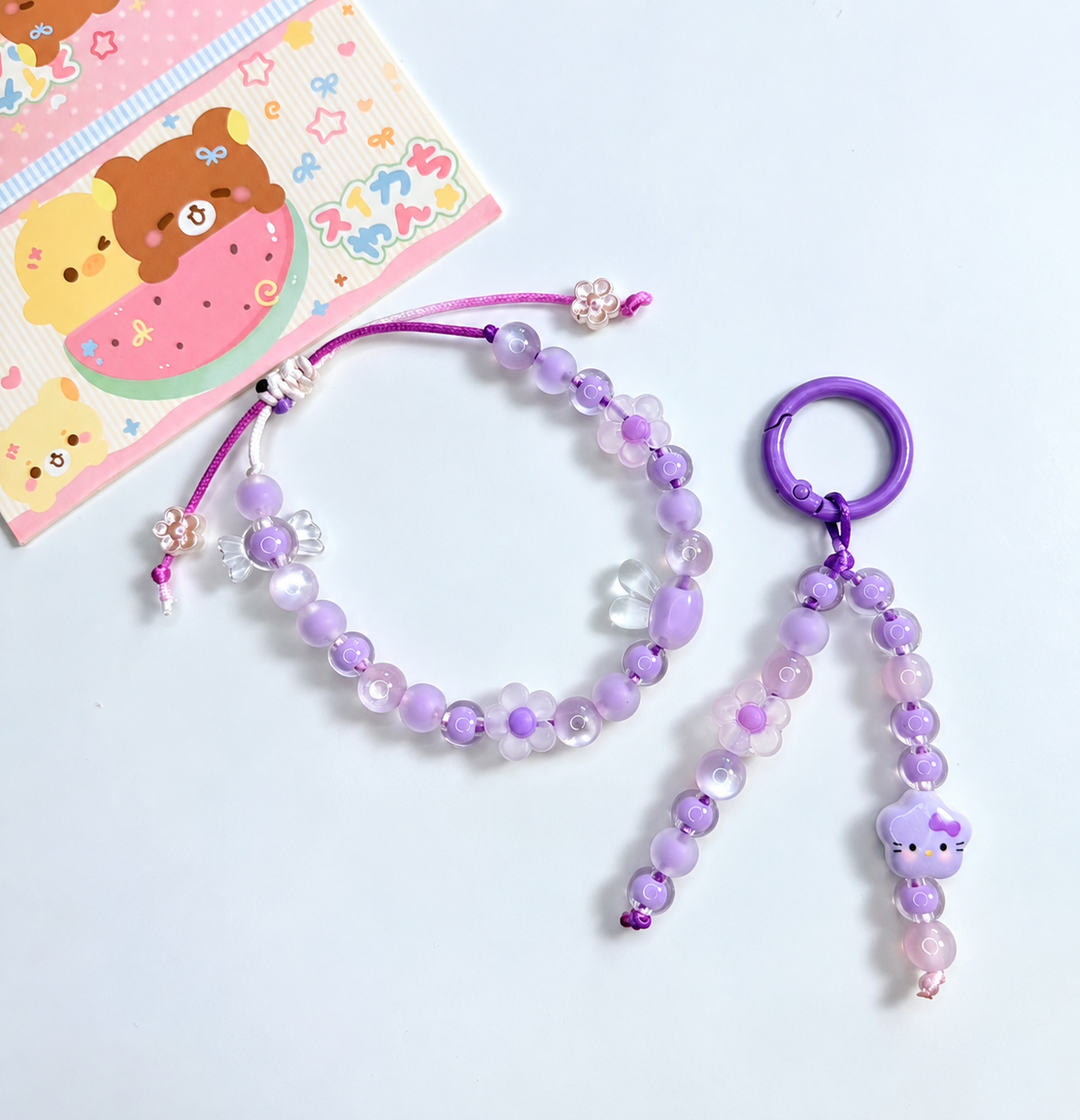 Set Kawaii Lilla 💜 Bracciale Regolabile + Ciondolo