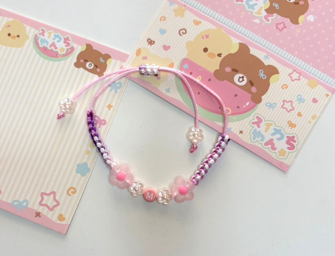Braccialetto Kawaii Rosa con Iniziale M 🌸