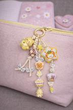 Ciondolo Kawaii Lungo Giallo con Orsetto e Leoncino - Charm Multiuso Fatto a Mano