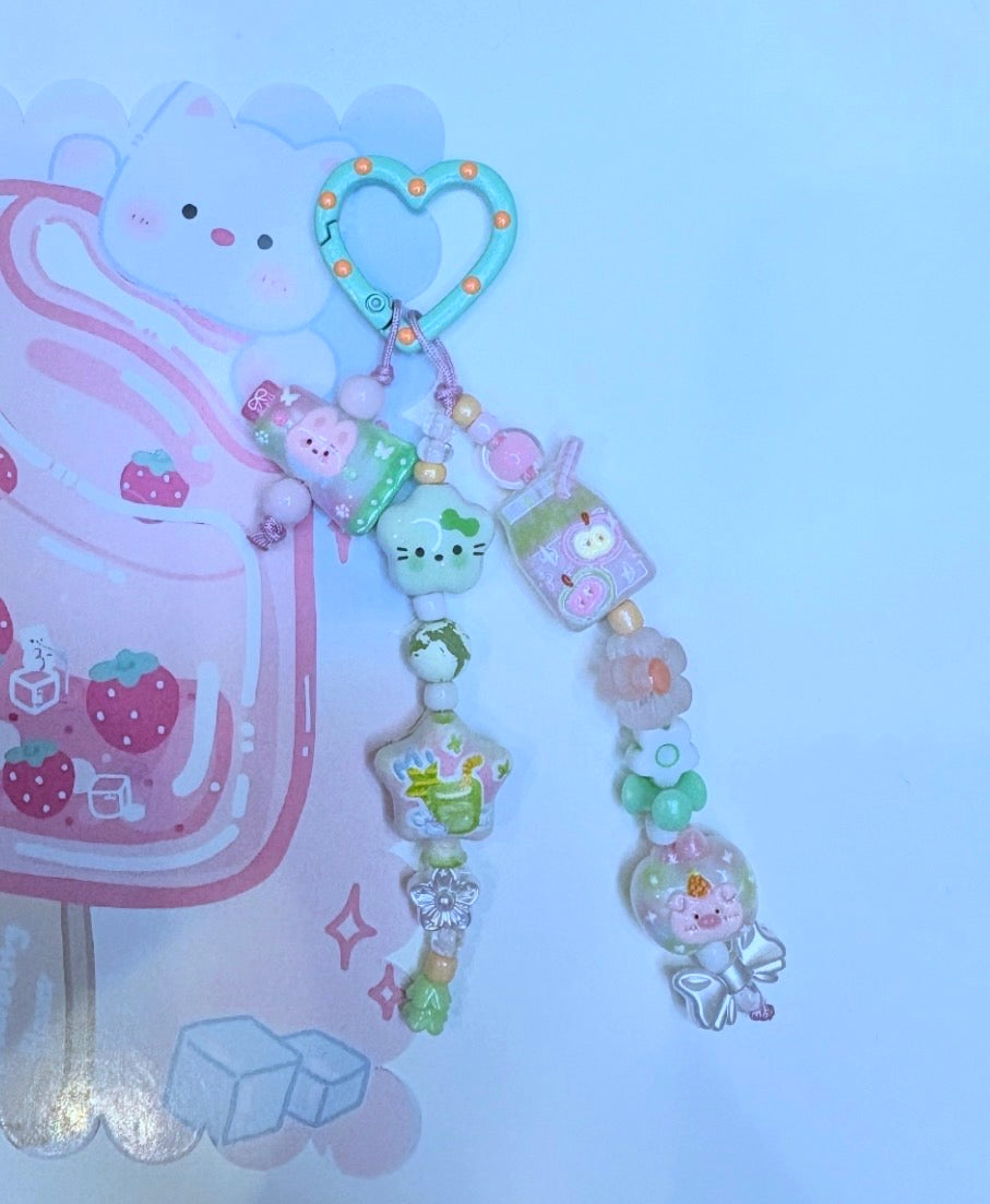 Ciondolo Kawaii Verde & Rosa con Orsetto