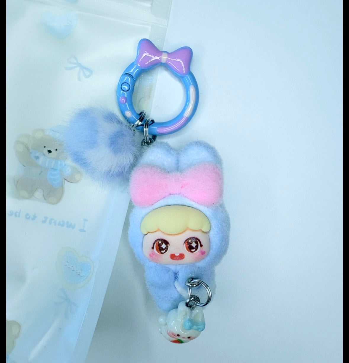 Ciondolo Kawaii Coniglietta Azzurra con Fiocco