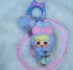 Portachiavi Kawaii Bambina Blu e Rosa con Fiocco
