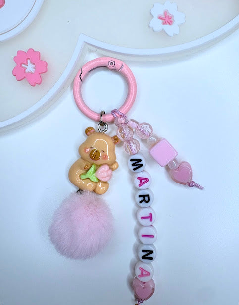 ciondolo  Kawaii Rosa Personalizzabile con Nome - Fatto a Mano