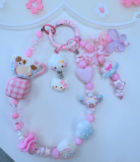 Ciondolo Kawaii lungo Hello Kitty Pastello - Charm Multiuso Fatto a Mano