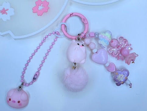 Ciondolo Kawaii Rosa con Unicorno e Pon Pon - Charm Multiuso Fatto a Mano