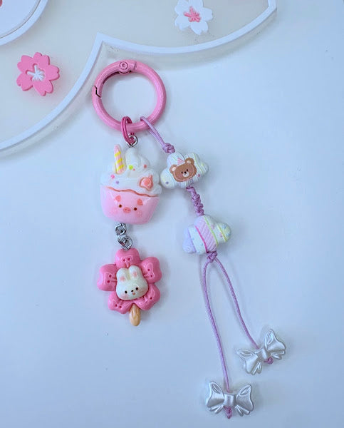 Ciondolo Kawaii Rosa con Gelato - Charm Multiuso Fatto a Mano
