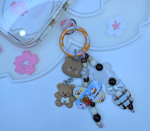 Ciondolo Kawaii con Orsetti Marrone e Bianco - Charm Multiuso Fatto a Mano