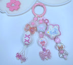 Ciondolo Kawaii Lungo Rosa con Elefantino e Orsetto - Charm Multiuso Fatto a Mano