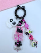 Ciondolo Kawaii Gothic Rosa e Nero con Kuromi e Fantasmino - Charm Multiuso Fatto a Mano