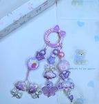 Ciondolo Kawaii Lungo Lilla Viola con Coniglietto e Farfalla - Charm Multiuso Fatto a Mano