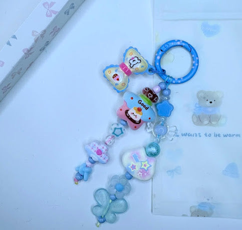 Ciondolo Kawaii Lungo Azzurro con Orsetto  - Charm Multiuso Fatto a Mano